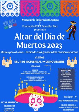 El Museo de la Emigración Leonesa abre al público su nuevo Altar del Día de los Muertos dedicado a los músicos mexicanos