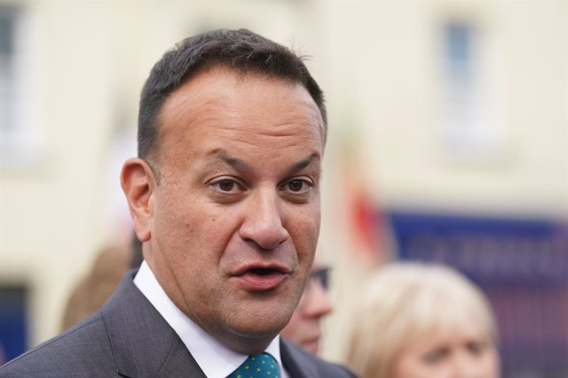 14 September 2023, Ireland, Foynes: Taoiseach Leo Varadkar speaks to the media during the official opening of The Foynes Flying Boat & Maritime Museum in Foynes, County Limerick, after its redevelopment. Photo: Brian Lawless/PA Wire/dpa