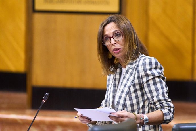 La consejera de Fomento, Articulación del Territorio y Vivienda de la Junta, Rocío Díaz, en la sesión plenaria del Parlamento.