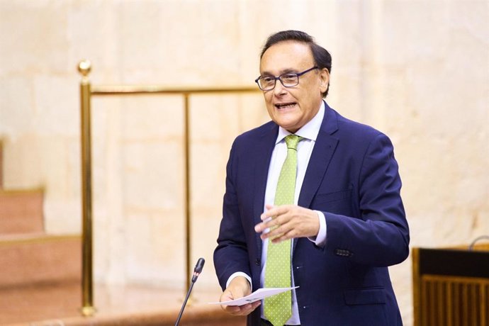 El consejero de Universidad, Investigación e Innovación, José Carlos Gómez Villamandos, en el Parlamento andaluz.