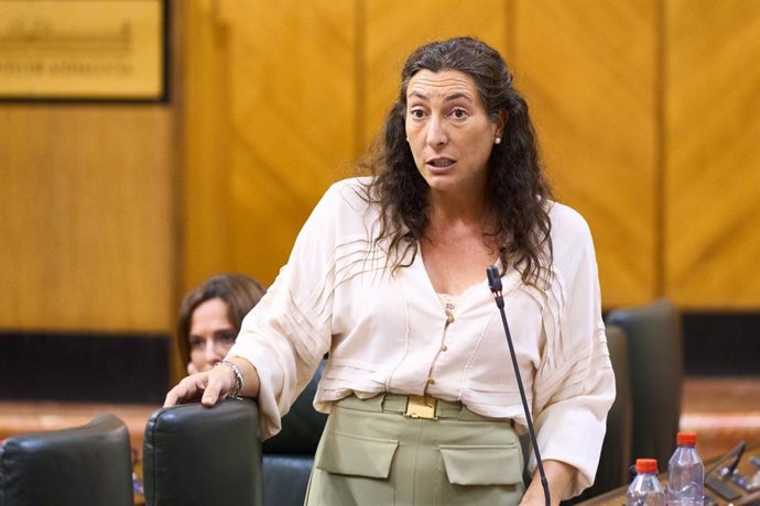 La consejera de Inclusión Social, Juventud, Familias e Igualdad de la Junta de Andalucía, Loles López, durante la sesión plenaria del Parlamento.