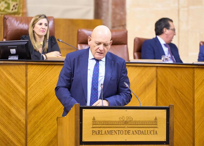 El parlamentario del PSOE-A Gerardo Sánchez, en el Pleno del Parlamento andaluz.
