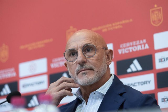 Luis de la Fuente, head coach of Spain, attends his press conference at Ciudad del Futbol on October 10, 2023, in Las Rozas, Madrid, Spain.