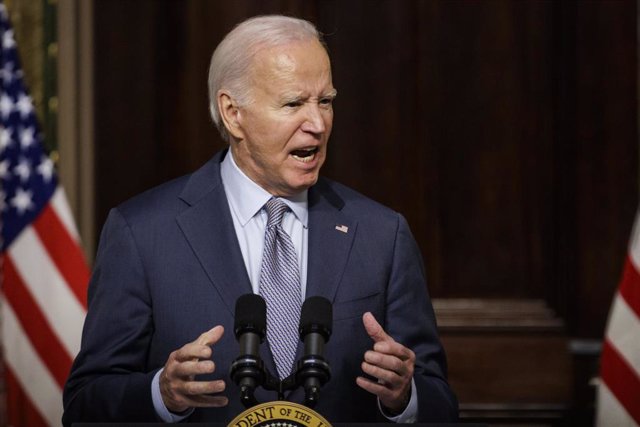 El presidente de Estados Unidos, Joe Biden, durante una reunión con líderes judíos estadounidenses