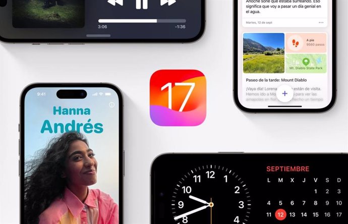 Interfaz de iPhone con iOS 17