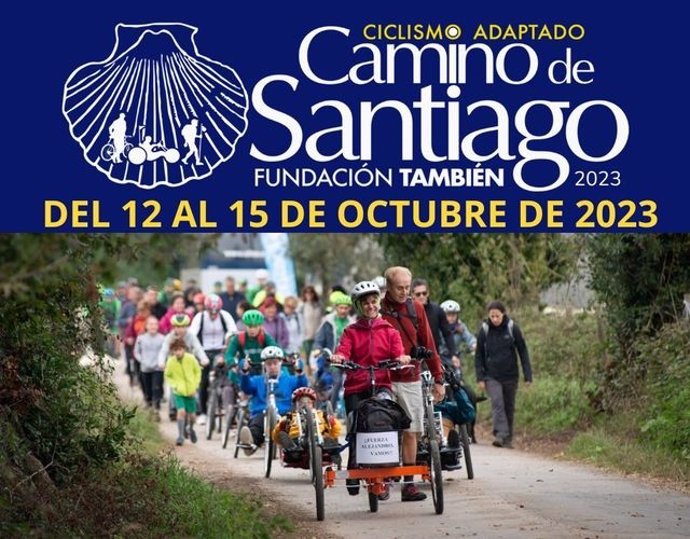 Cartel anunciador del Camino de Santiago organizado por la Fundación También