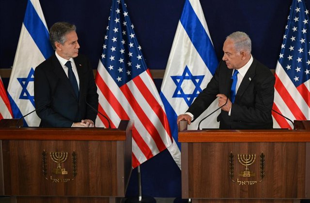 El secretario de Estado de Estados Unidos, Antony Blinken, y el primer ministro israelí, Benjamin Netanyahu
