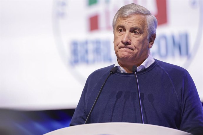 September 29, 2023, Pestum, Italy: Antonio Tajani Minister of Foreign Affairs and International Cooperation of the Italian Republic gesticulate during the Forza Italia congress in Pestum September 29, 2023.
