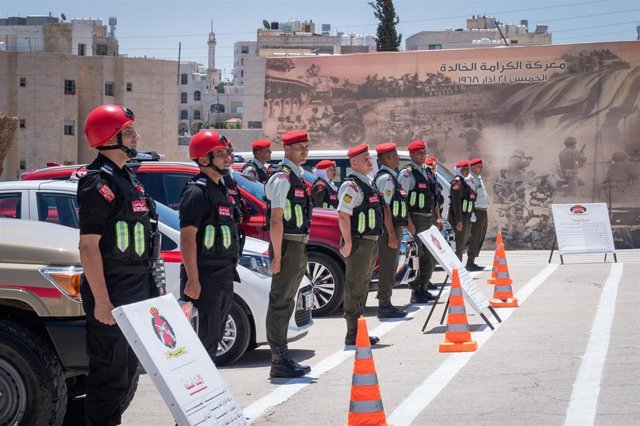 Archivo - Imagen de archivo de policías jordanos. 