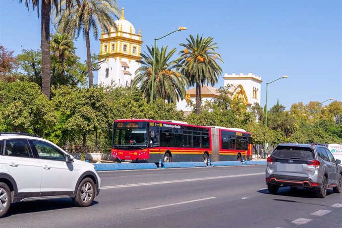 Archivo - Autobús de Tussam por la avenida de la Palmera