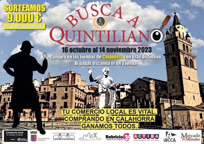 La nueva campaña de dinamización comercial Busca a Quintiliano se desarrollará del 16 de octubre al 14 de noviembre en más de 100 comercios de Calahorra
