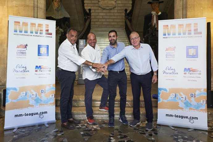 Los cuatro directores de los maratones de Palma, Chipre, Salónica y Palermo tras crear la Mediterranean Marathon League