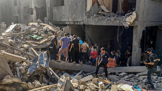 Edificio destruido en la Franja de Gaza