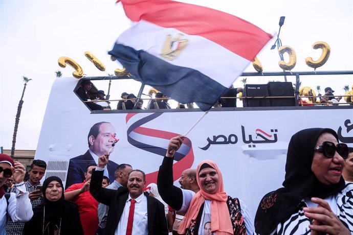 Seguidores del presidente egipcio Abdelfatá al Sisi, en El Cairo, Egipto.