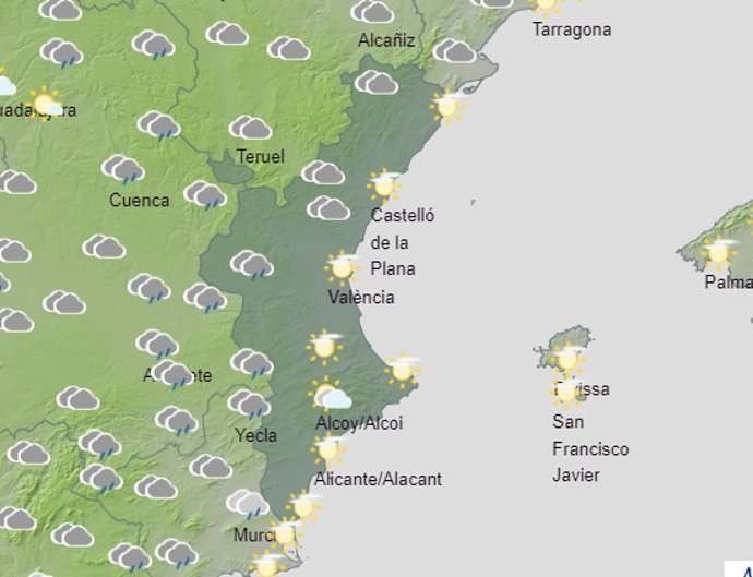 Predicción del tiempo para este sábado 14 de octubre en la Comunitat Valenciana