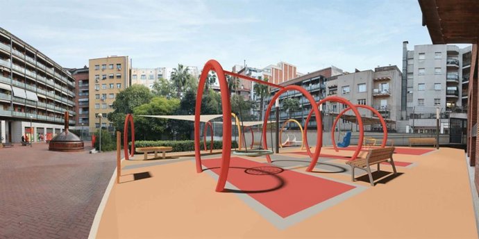 Imagen de la futura área infantil de los Jardins de Montserrat Roig de Barcelona