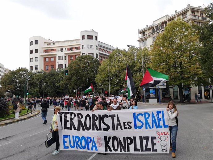 Manifestación en Pamplona en apoyo de Palestina.
