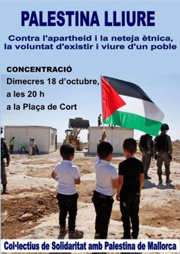 Cartel de convocatoria de una concentración de apoyo a Palestina