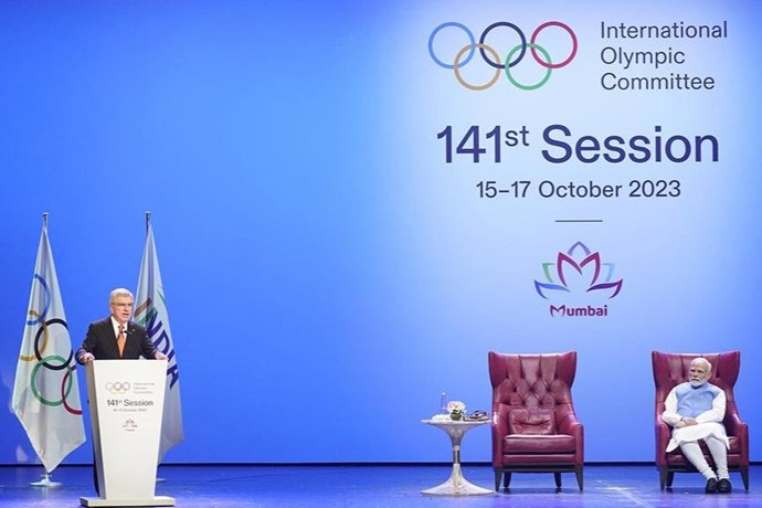 El presidente del COI, Thomas Bach, durante un discurso.