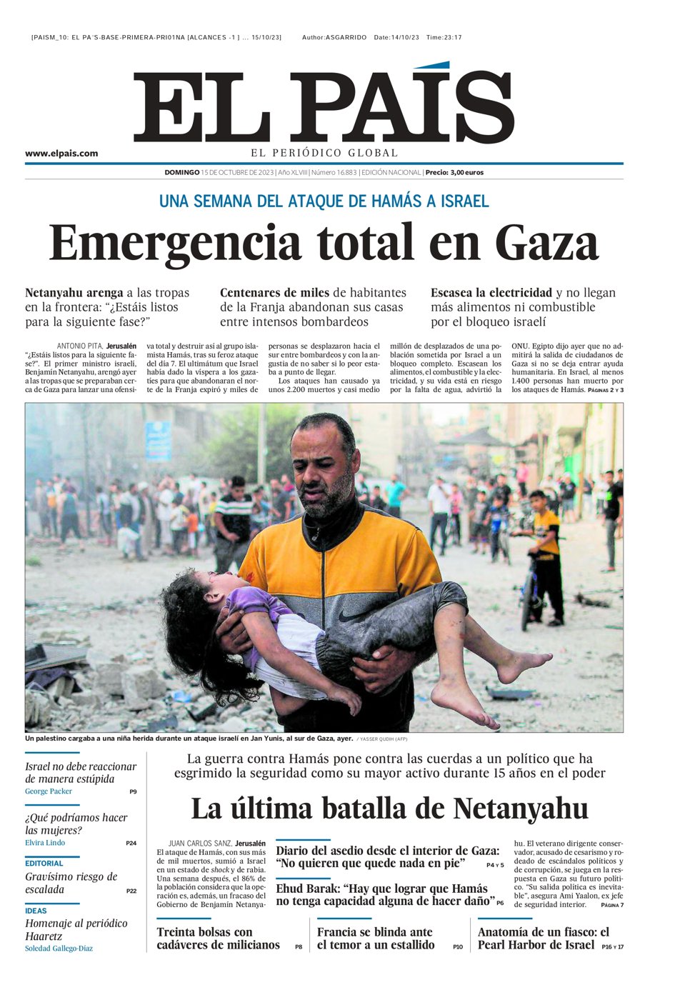 Portada de El País