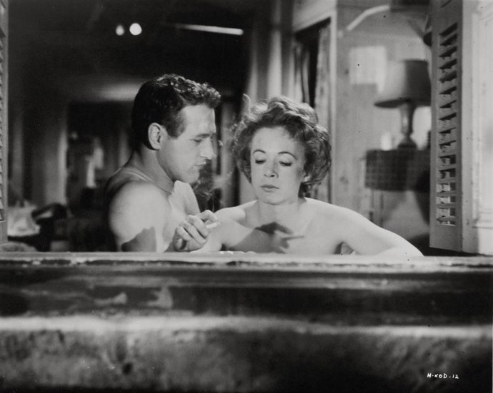Archivo - Piper Laurie junto a Paul Newman en el rodaje de El Buscavidas