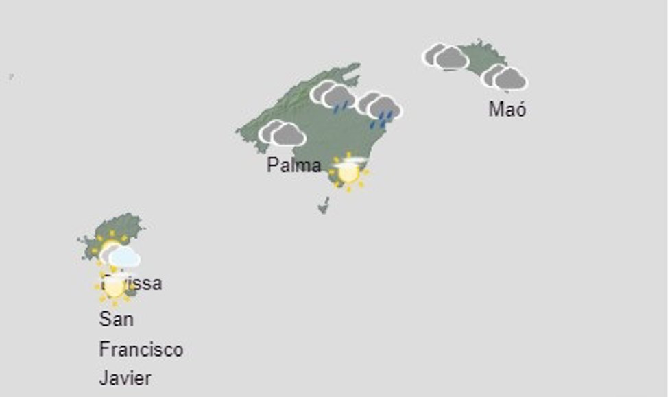 Mapa de la predicción meteorológica para este domingo, 15 de octubre, en Baleares