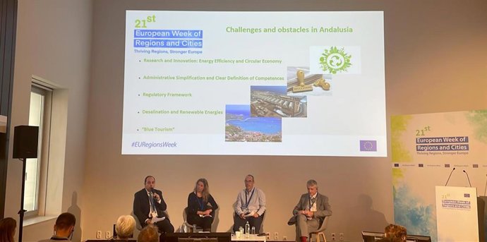 El viceconsejero de Sostenibilidad, Medio Ambiente y Economía Azul, Sergio Arjona, ha expuesto la estrategia de Economía Azul andaluza en la '21 Semana Europea de las Regiones y Ciudades', organizada por la Comisión Europea.