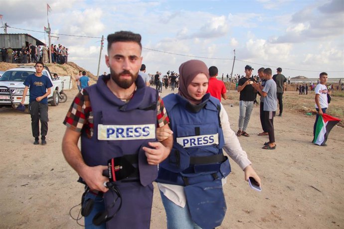 Archivo - Periodistas en la Franja de Gaza