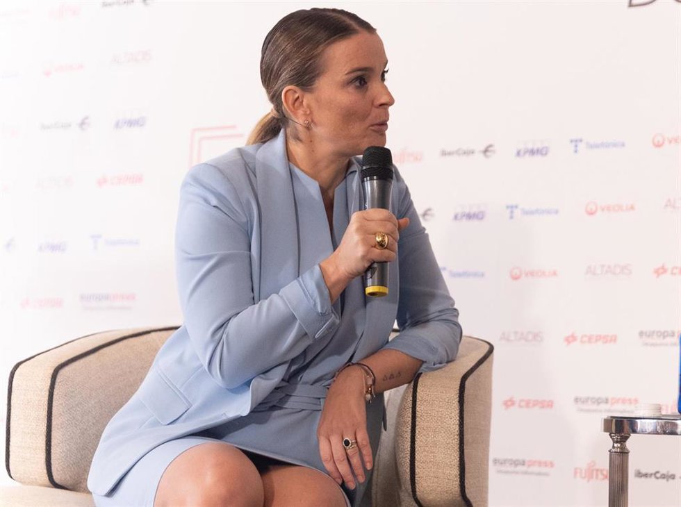 La presidenta del Govern balear, Marga Prohens, interviene durante  un Desayuno Informativo de Europa Press que protagoniza, en el Rosewood Villa Magna, a 16 de octubre de 2023, en Madrid (España).