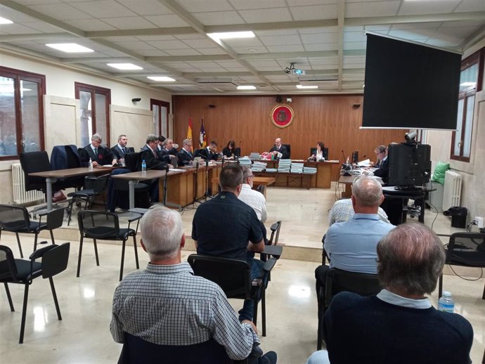 Los acusados de formar una trama de corrupción policial en Calvià, durante el juicio en la Audiencia Provincial.