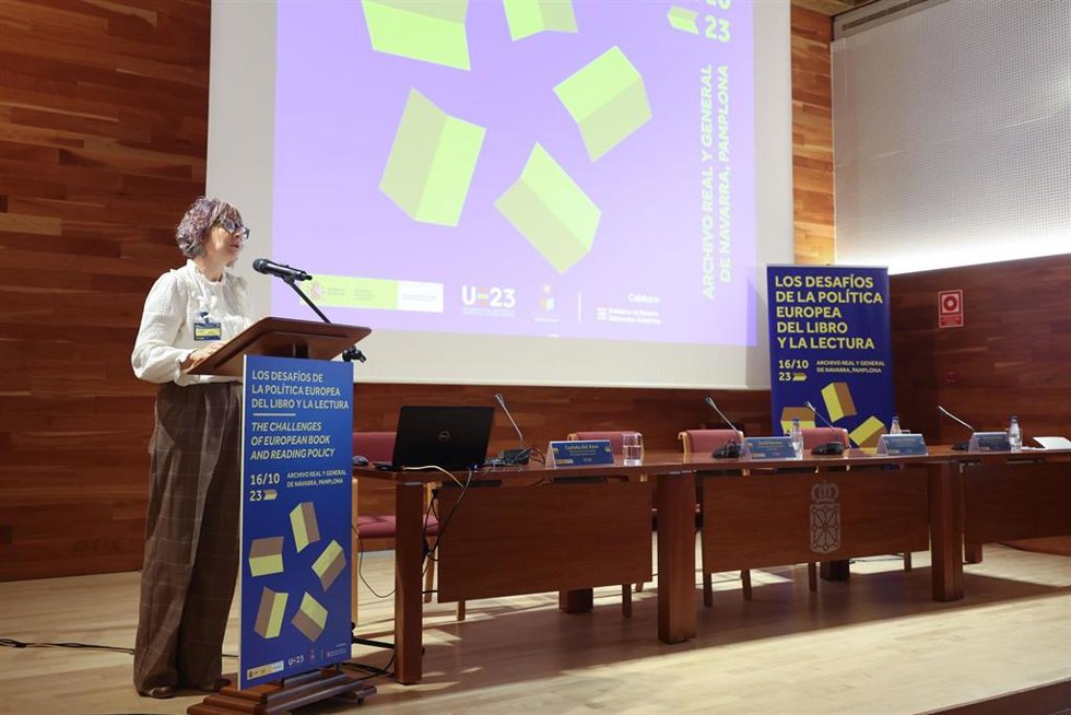 Rebeca Esnaola, consejera de Cultura, Deporte y Turismo del Gobierno de Navarra, en la apertura de una de las jornadas