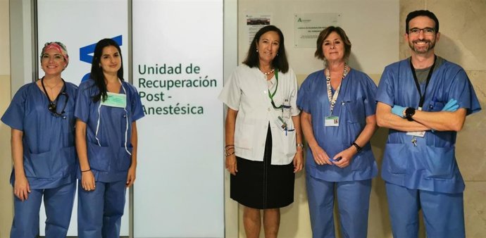 Miembros del equipo del servicio de Anestesiología del Hospital Universitario del Valme, en Sevilla.