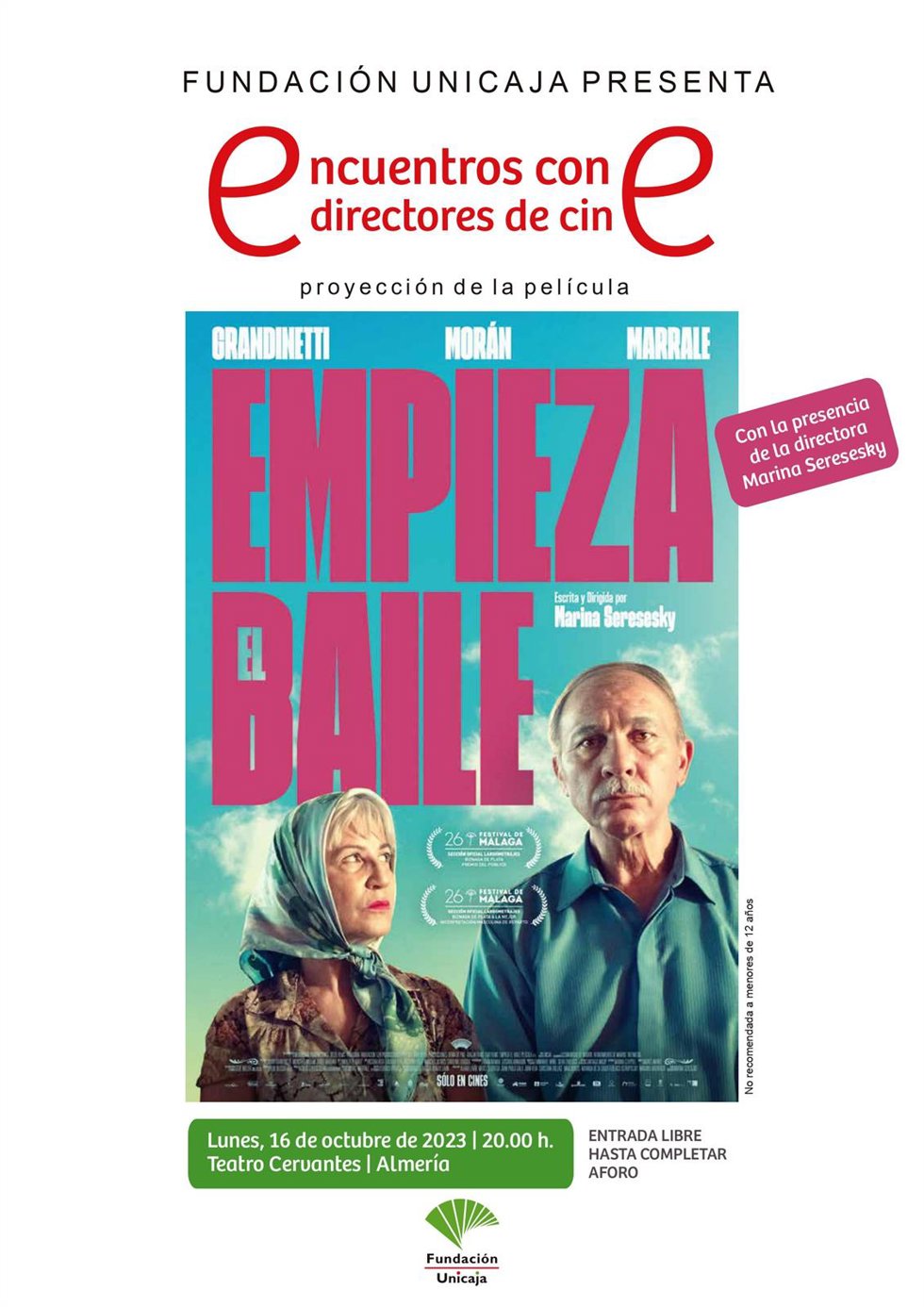 Cartel de los 'Encuentros con directores de cine' de 'Empieza el baile'.