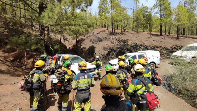Operativo de extinción del incendio forestal de Tenerife