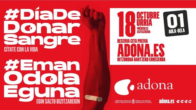 Imagen del cartel diseñado para fomentar la donación de sangre en la UPNA.