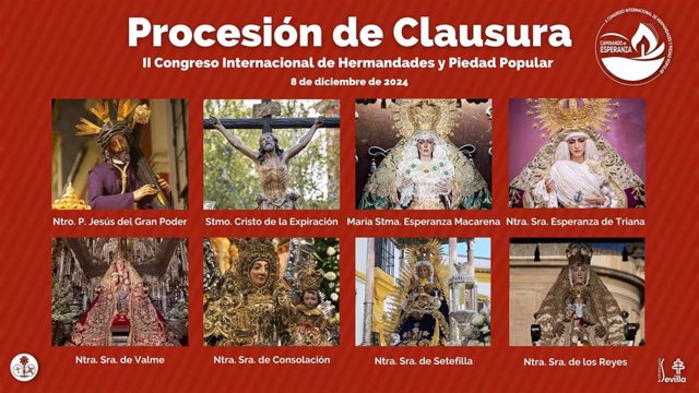 Cartel con las imágenes que participarán en la procesión magna de 2024.