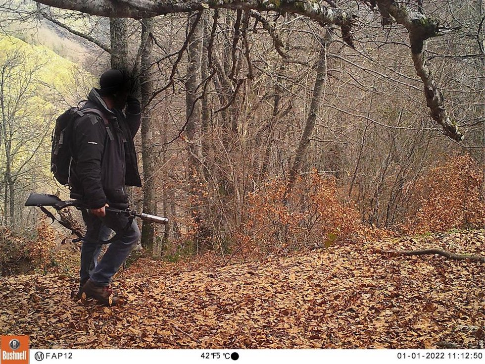 Imagen de un cazador furtivo captada por las cámaras de Fapas