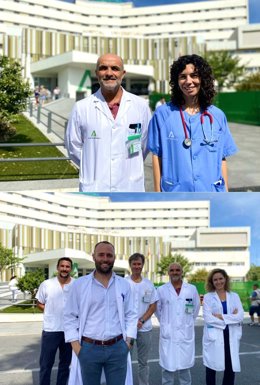 Los dos especialistas del Macarena premiados acompañados por sus compañeros de equipo.