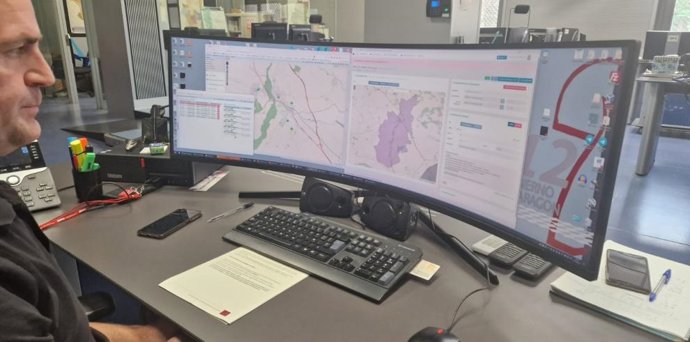 El 112 Aragón prueba con éxito en Monzón (Huesca) dos sistemas de aviso de emergencia química