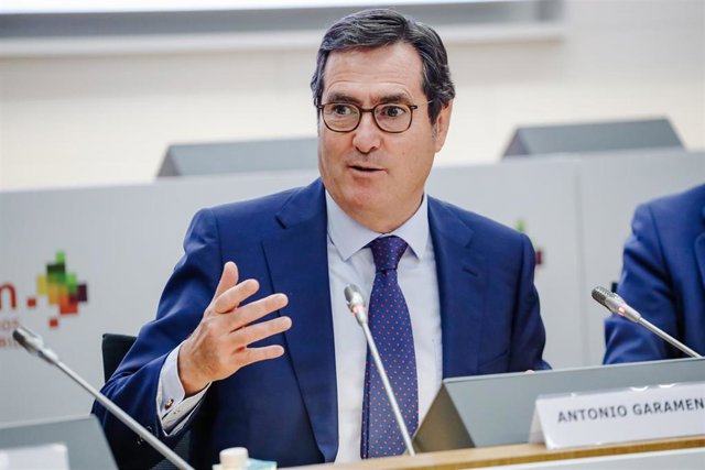 Archivo - El presidente de la Confederación Española de Organizaciones Empresariales (CEOE), Antonio Garamendi, interviene durante la clausura de la Asamblea General 2022 de la Confederación Empresarial de Madrid-CEOE (CEIM). 