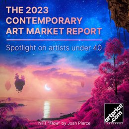 Artprice's 2023 Contemporary Art Market Report cover, featuring the NFT Flow by Josh PIERCE