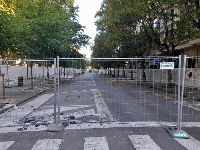 Imagen de archivo de las obras iniciadas del parking de la calle Sangüesa y que fueron paralizadas.