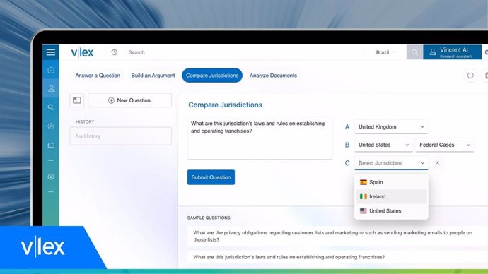 Vincent AI by vLex | The New Artificial Intelligence Tool Completes First-Draft Research Memos, Builds Arguments, Summarizes Documents and More, with Global Coverage/ (PRNewsfoto/vLex)
