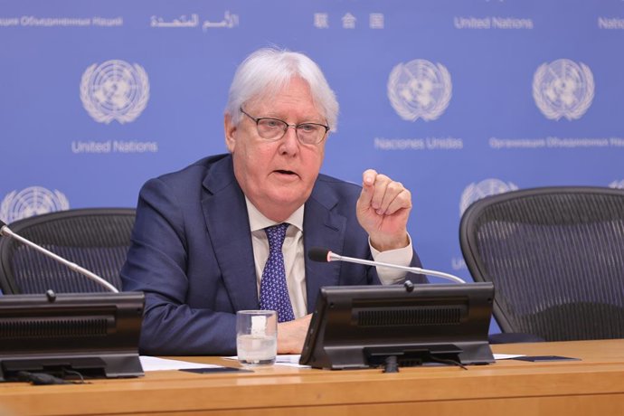 Archivo - July 7, 2023, NY, USA: United Nations, New York, USA, July, 07 2023 - Martin Griffiths, Under-Secretary-General for Humanitarian Affairs and Emergency Relief Coordinator, briefs reporters on current humanitarian challenges today at the United 
