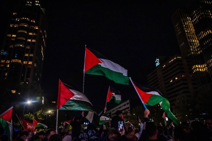 Manifestants a favor de la causa palestina en Pasos Baixos