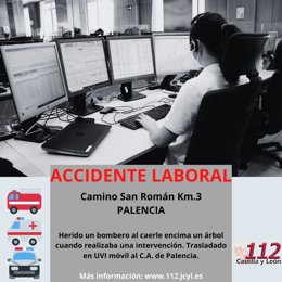 Gráfico elaborado por el 112 con datos sobre el accidente laboral en Palencia