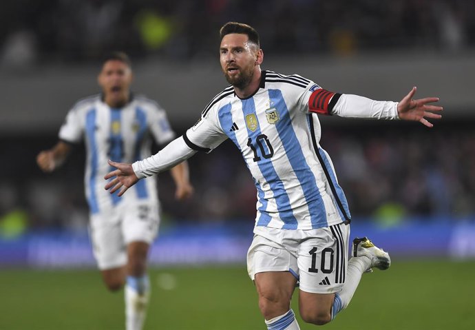 Archivo - 07 September 2023, Argentina, Buenos Aires: Argentina's Lionel Messi celebrates scoring his side's first goal during the 2026 FIFA World Cup South American qualifiers soccer match between Argentina and Ecuador at Estadio Monumental. Photo: Fer