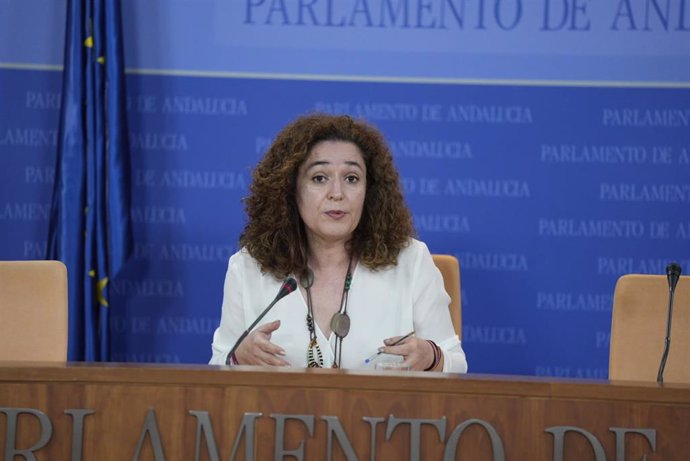 La portavoz parlamentaria de Por Andalucía, Inmaculada Nieto, en rueda de prensa este miércoles.