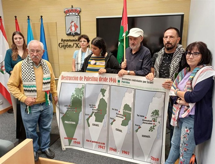 Rueda de prensa de la convocatoria de manifestación propalestina en Gijón