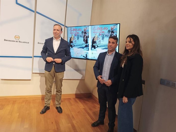 El vicepresidente primero de la Diputación de Valladolid, Víctor Alonso Monge, acompañado del alcalde de Valdestillas, Alberto Sanz.